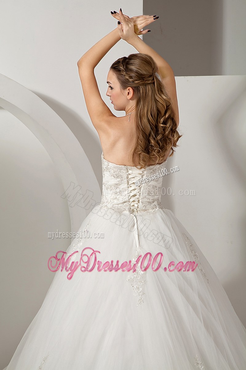Desirable Embroidery Strapless White Dress for Brides in Style