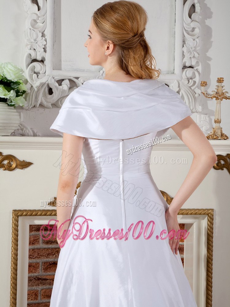 Square Neck Cap Sleeves Bridal gown for Wedding with Hand Made Flowers