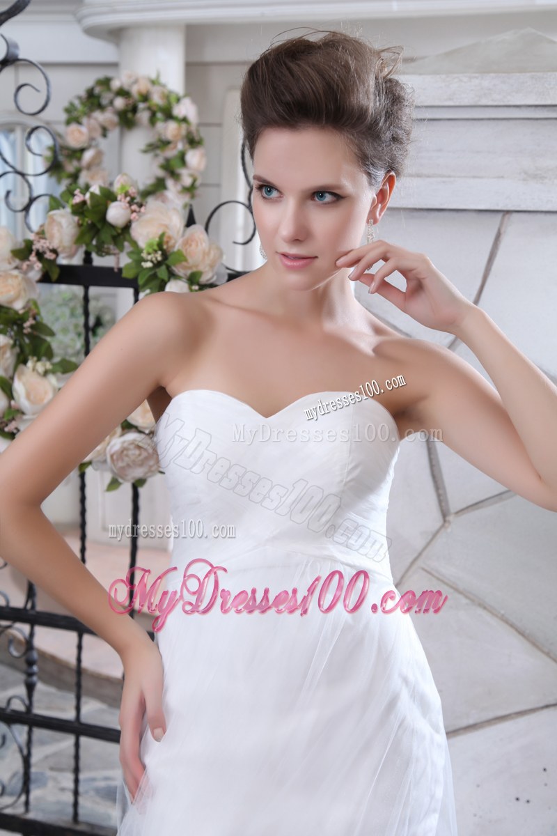 Sweetheart Mermaid Brush Train Bridal Gowns with Lace Flower Hemline