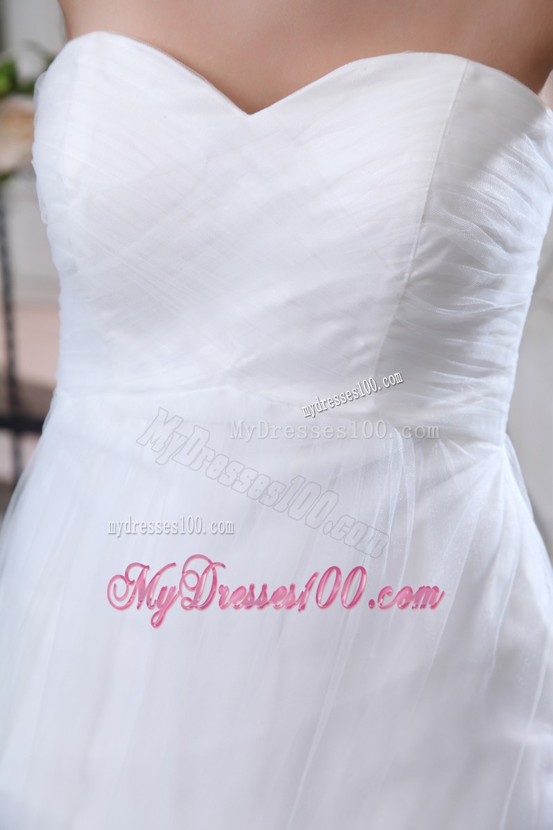 Sweetheart Mermaid Brush Train Bridal Gowns with Lace Flower Hemline