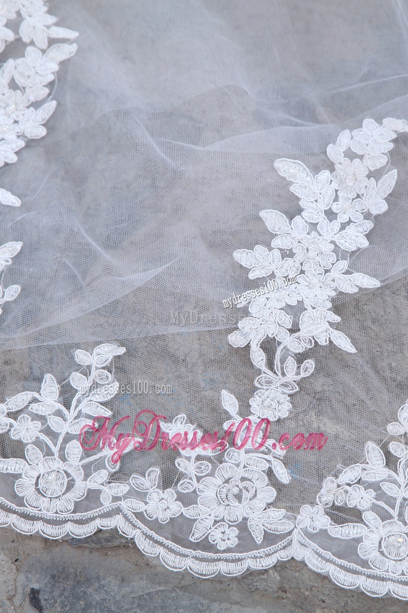 Sweetheart Mermaid Brush Train Bridal Gowns with Lace Flower Hemline