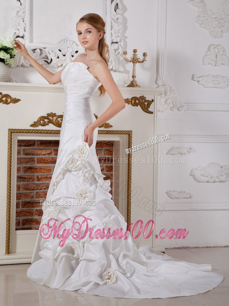Mermaid Hand Made Flowers and Ruche Decorate Wedding Gown with Jacket