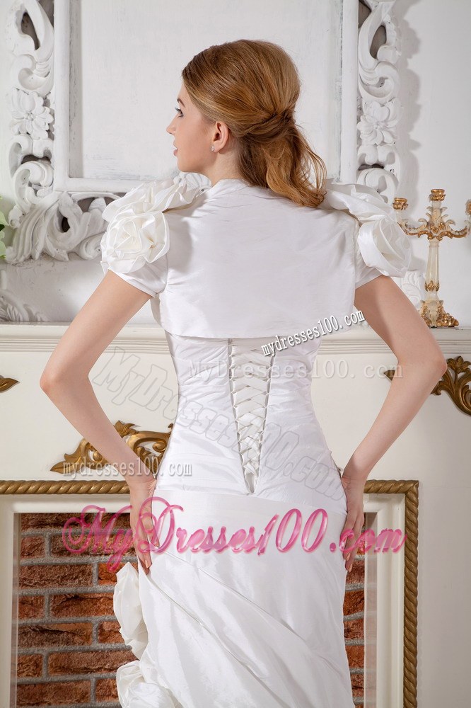 Mermaid Hand Made Flowers and Ruche Decorate Wedding Gown with Jacket