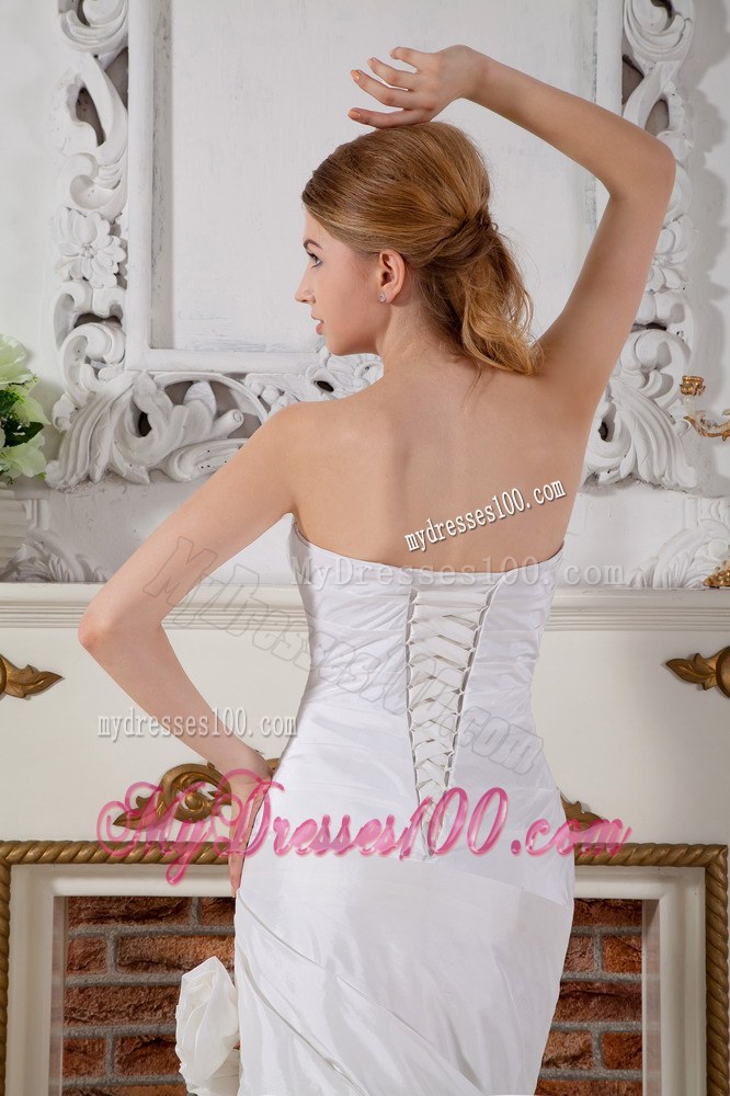 Mermaid Hand Made Flowers and Ruche Decorate Wedding Gown with Jacket