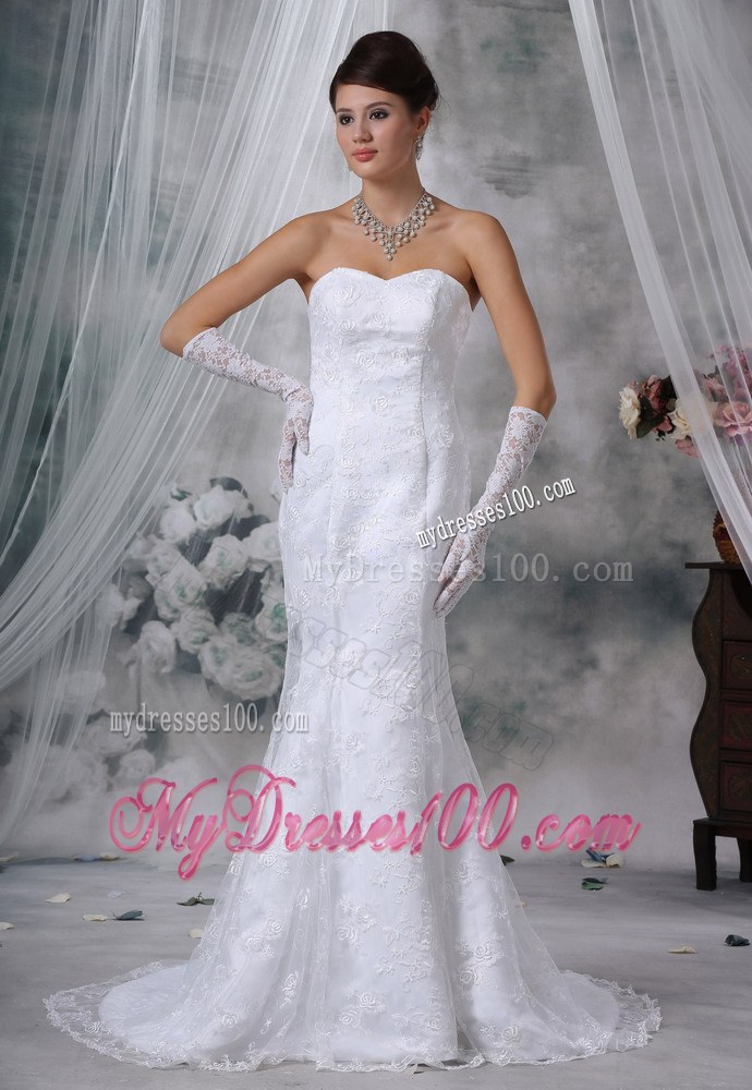 Soft Mermaid Court Train White Wedding Dress Sweetheart Strapless