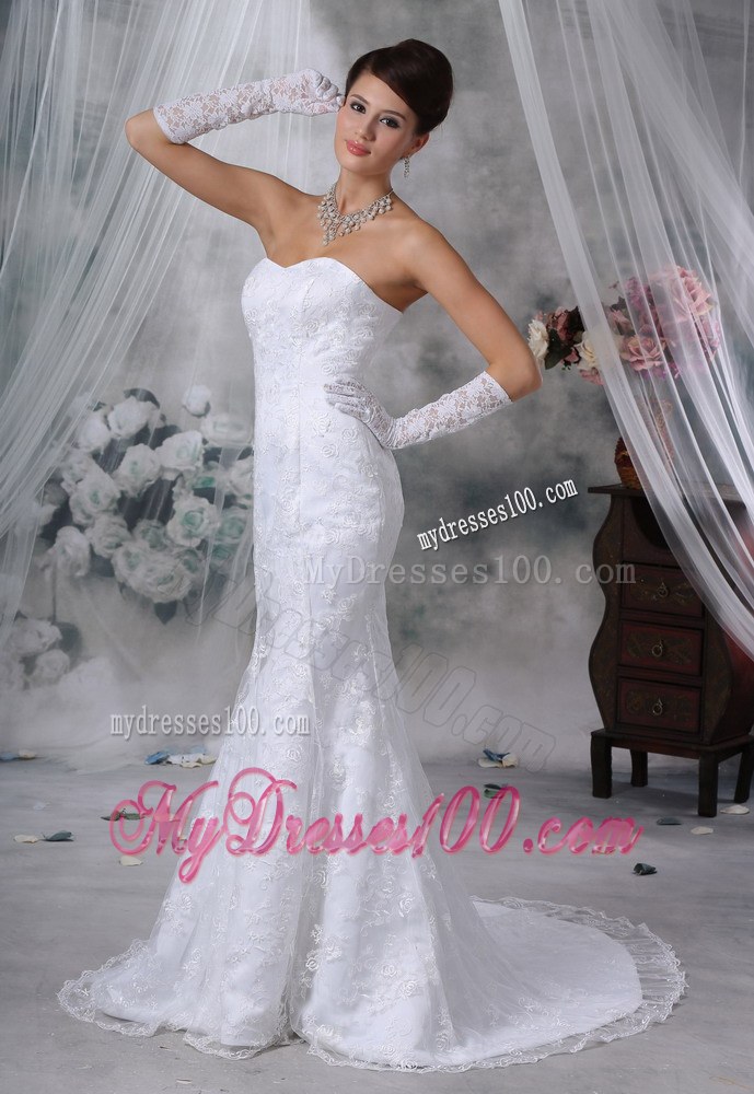 Soft Mermaid Court Train White Wedding Dress Sweetheart Strapless