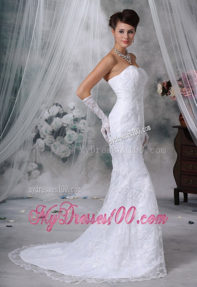 Soft Mermaid Court Train White Wedding Dress Sweetheart Strapless