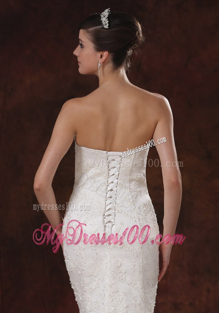 Lace and Tulle Trumpet Dresses for Wedding with Brush and Lace-up