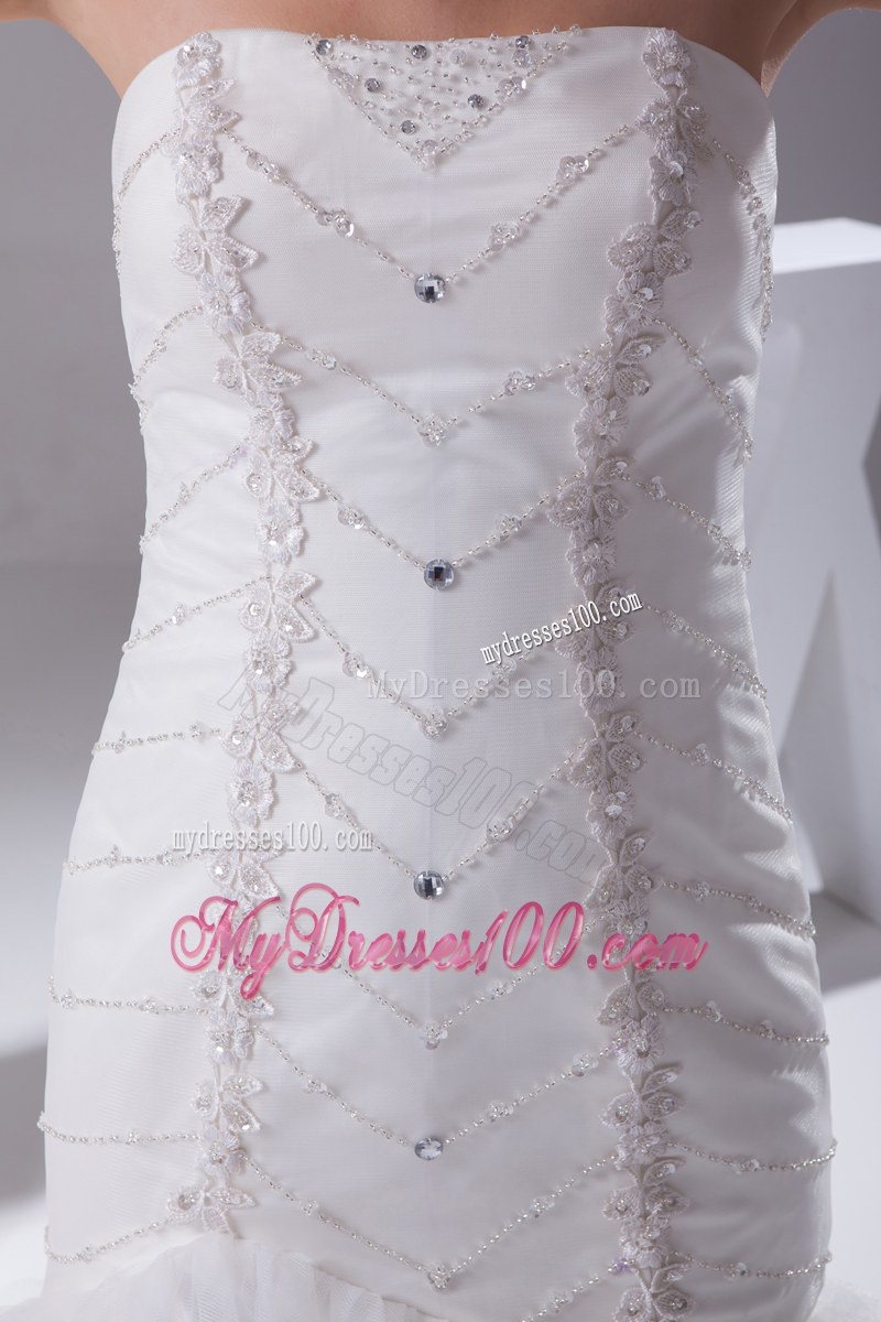 Diamonds Appliques and Ruffled Layers Decorated Trumpet Dress for Brides