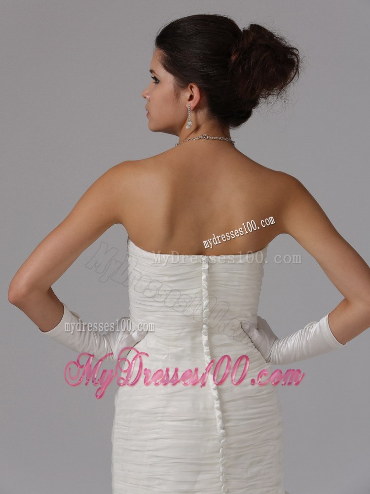 Simple Style Ruffle-layers Chapel Train White Wedding Dresses in Fashion
