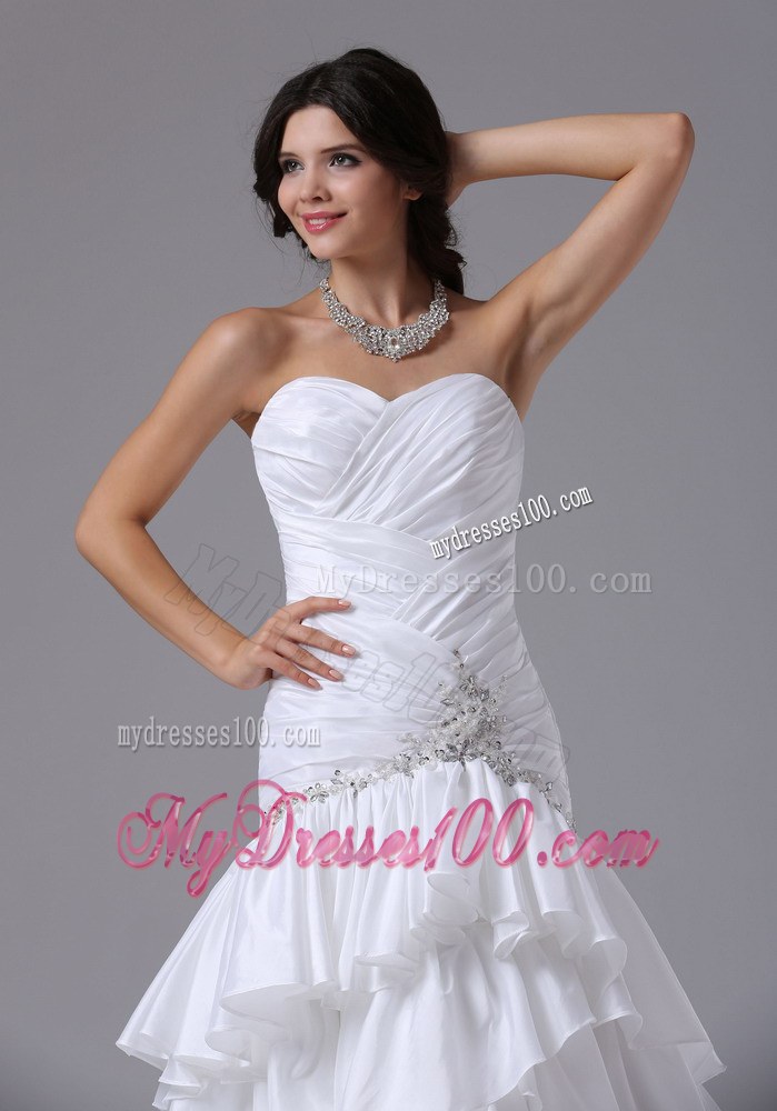 Beautiful Mermaid and Ruched Ruffles Wedding Bridal Gown with Pick-Ups