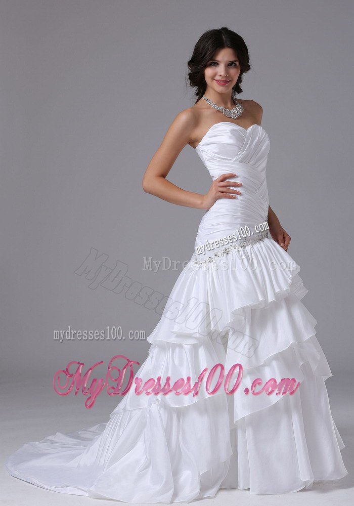 Beautiful Mermaid and Ruched Ruffles Wedding Bridal Gown with Pick-Ups