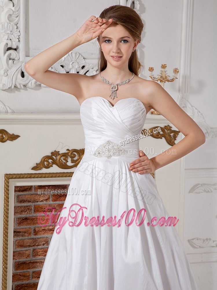 Sweetheart and Ruched Bodice for Beaded Court Train Wedding Bridal Dress