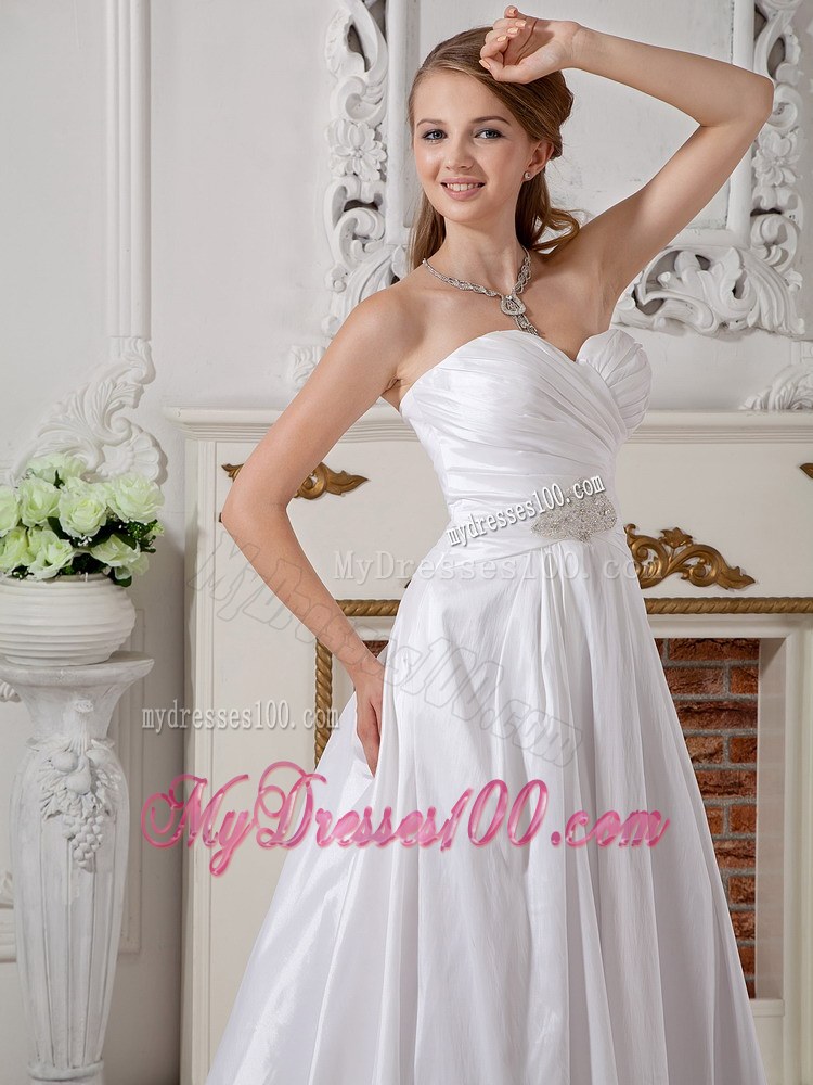 Sweetheart and Ruched Bodice for Beaded Court Train Wedding Bridal Dress
