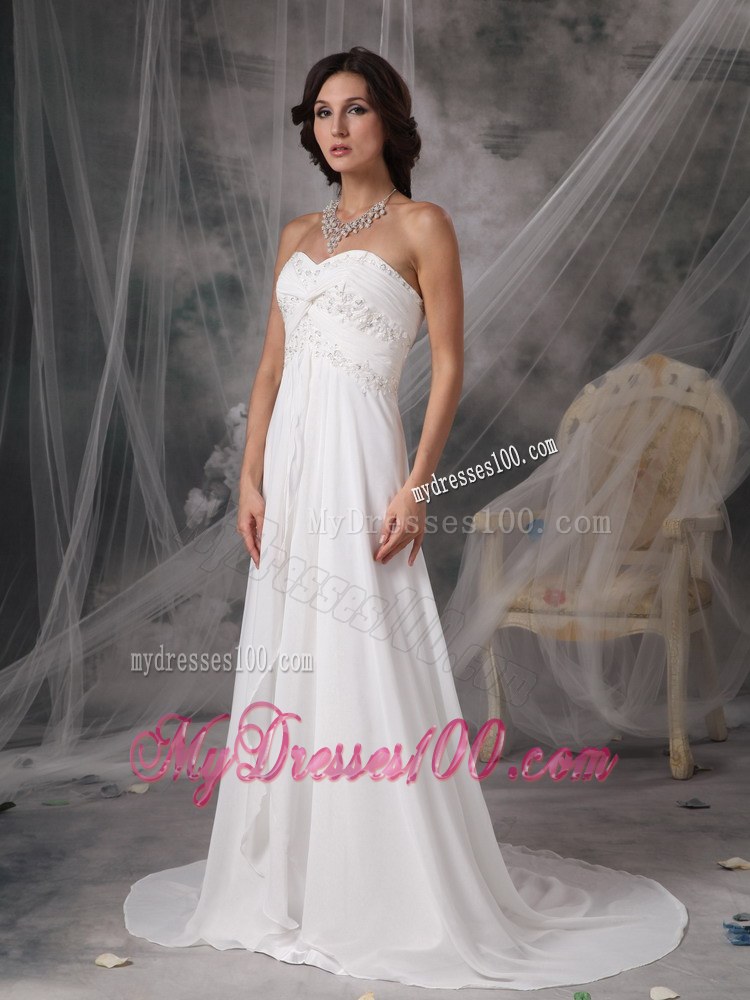 Wonderful Trumpet Sweetheart Strapless Court Train White Wedding Dress