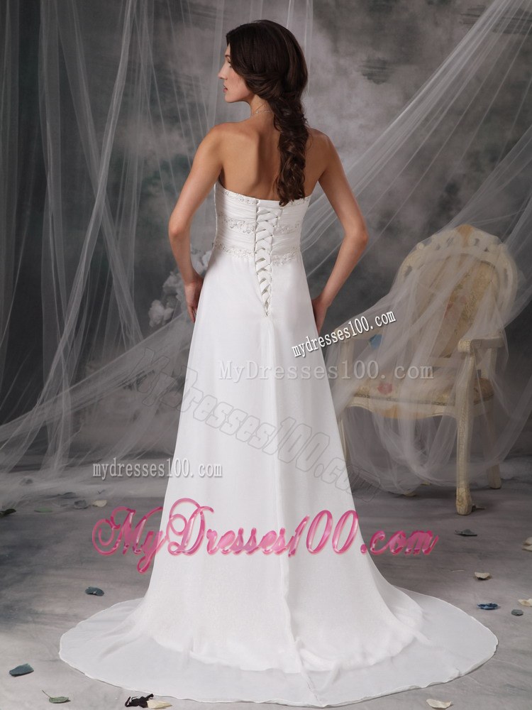 Wonderful Trumpet Sweetheart Strapless Court Train White Wedding Dress