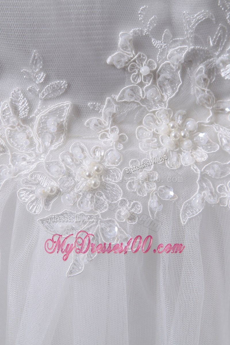 Mermaid One Shoulder Lace White Bridal Dress Handmade Flower