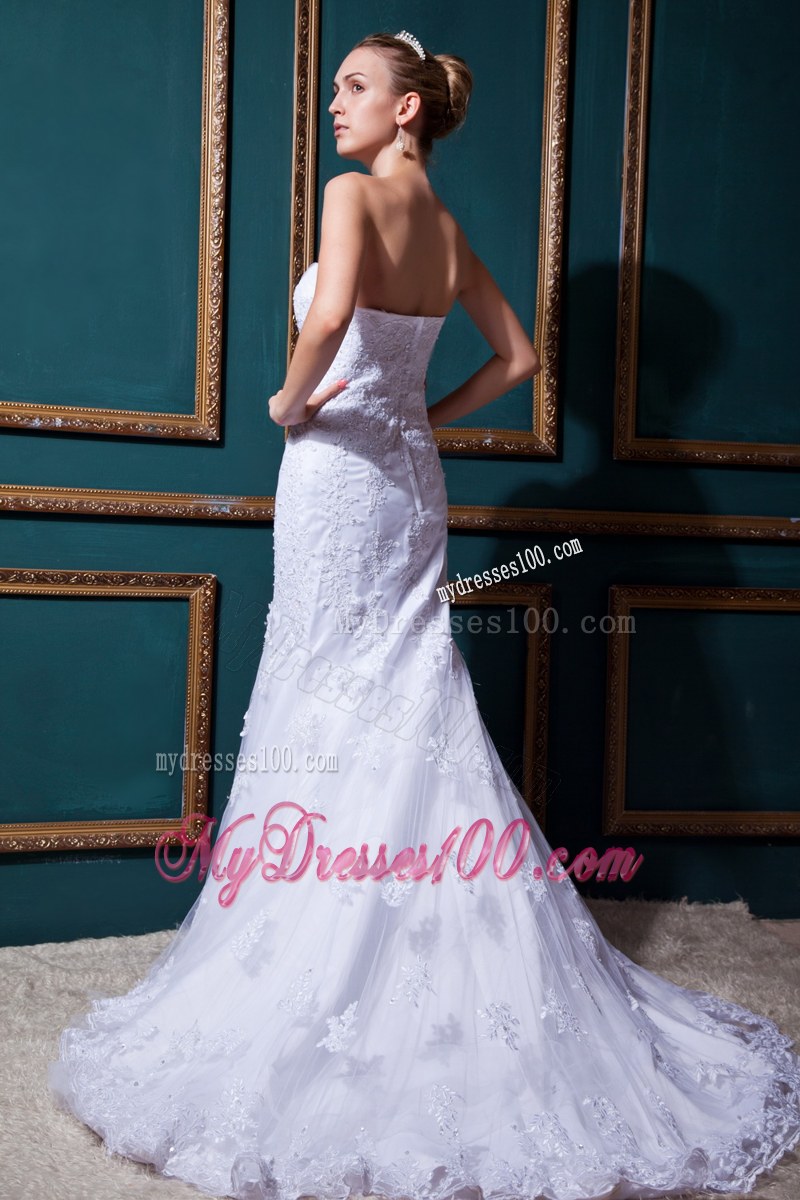 Hot Sale Strapless Beaded Embroidery Wedding Dress in White