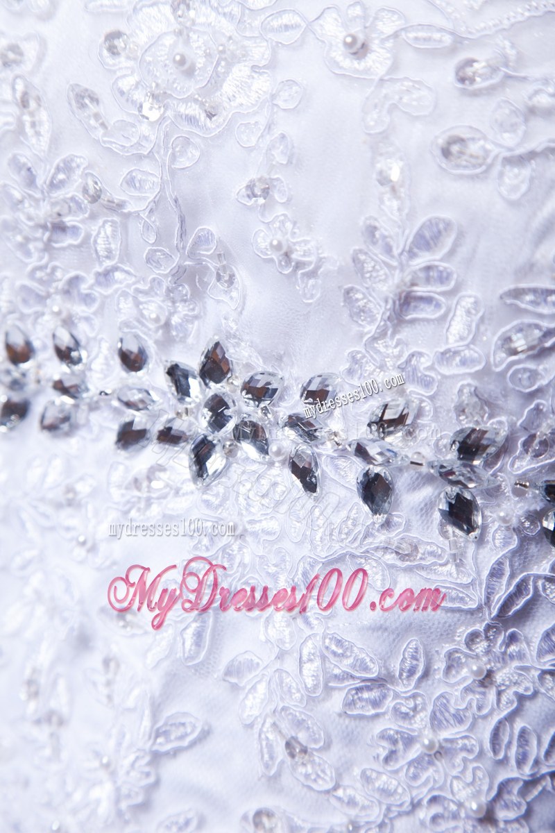 Hot Sale Strapless Beaded Embroidery Wedding Dress in White