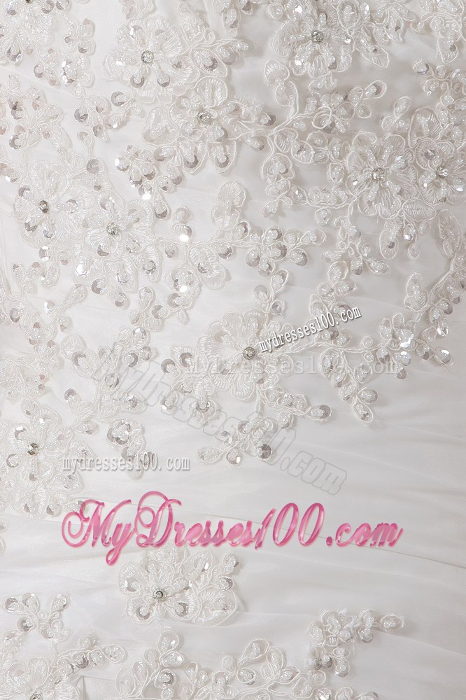 Strapless A-line Court Train Bridal Dresses for Wedding with Beading
