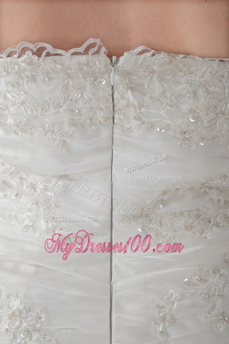 Ruffle Layers Strapless White Dress for Wedding Mermaid Court Train