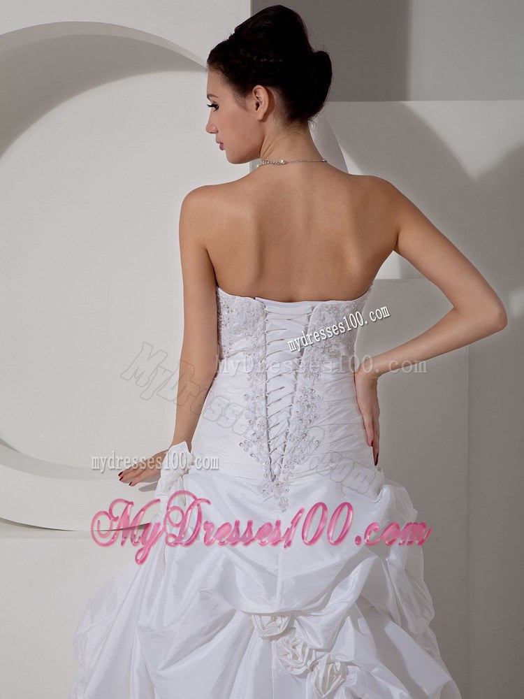Beaded Bodice for Pick-ups Decorated Court Train Wedding Bridal Dress