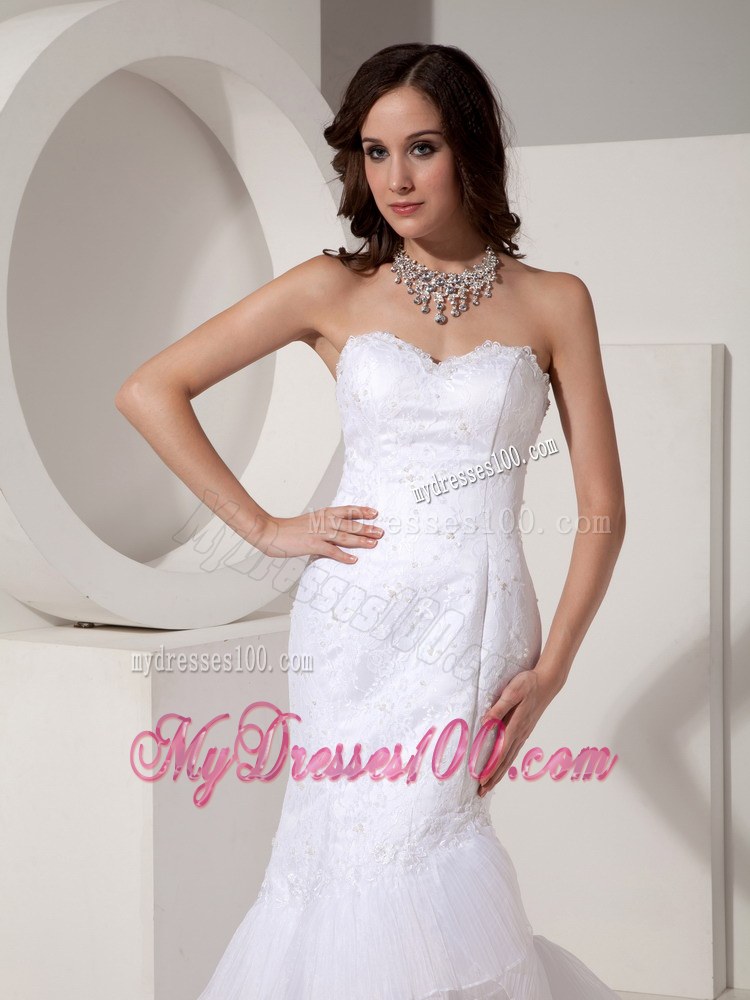 Mermaid Sweetheart Lace Wedding Dress Ruffle-layers Court Train