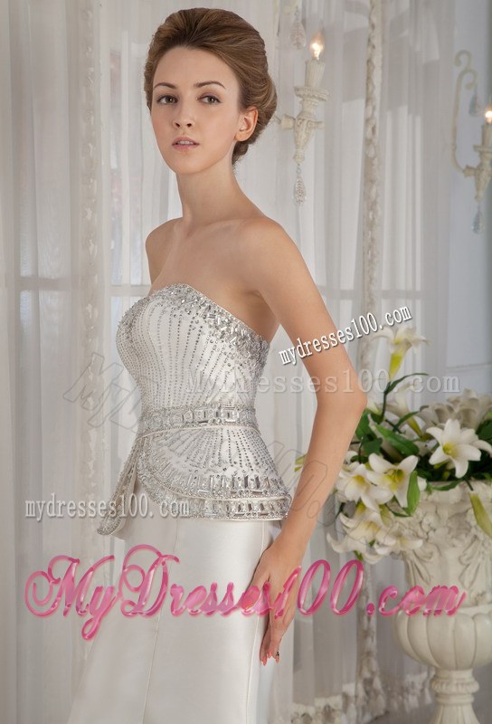 Exquisite Sweetheart Beading Mermaid Chapel Train White Bridal Dress