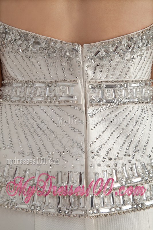 Exquisite Sweetheart Beading Mermaid Chapel Train White Bridal Dress