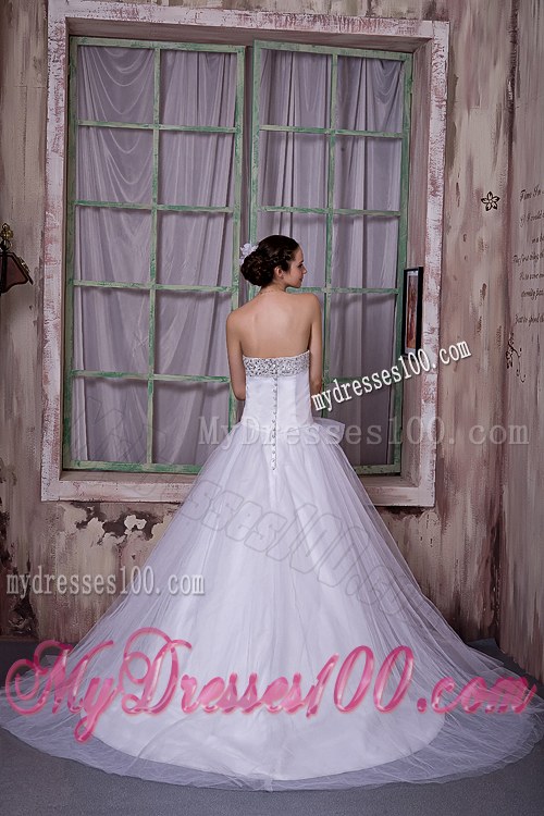 Clasp Handle Tulle Wedding Bridal Gowns with Diamonds and Bowknot