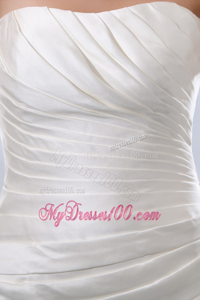 Ruching and Pick-ups Decorated Court Train Bridal Gowns with Lace-up Back