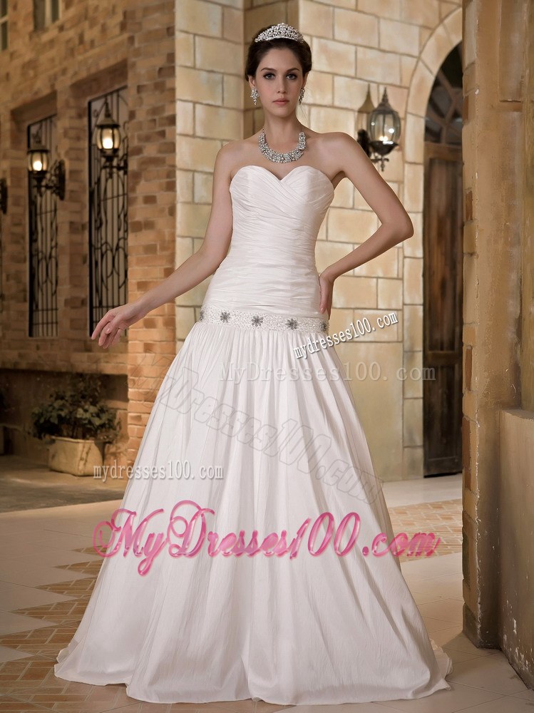 Simple Style Strapless White Bridal Dress Sweep Length with Ruche