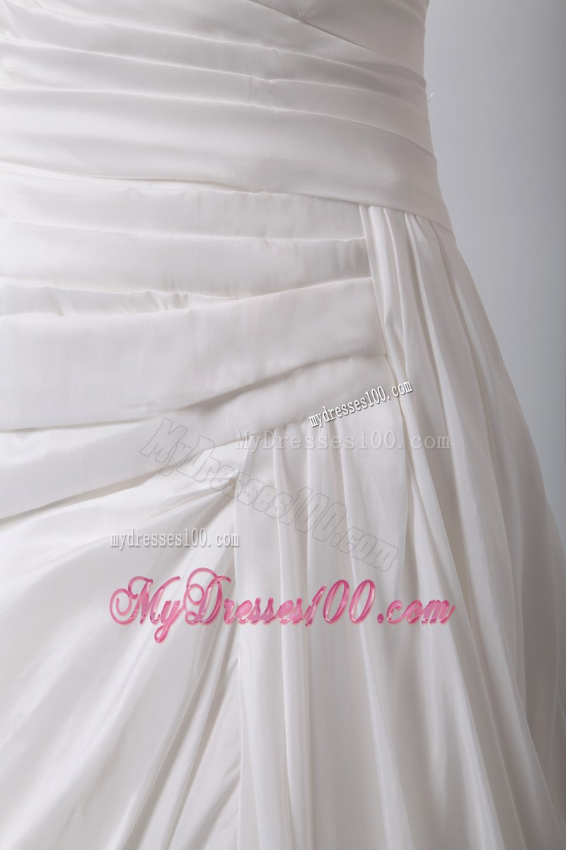 Zipper-up Back Wedding Gowns with Cap Sleeves and Court Train