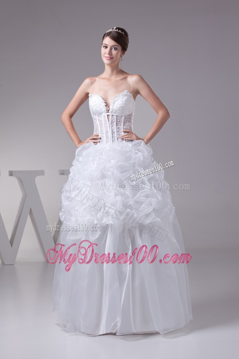 Ball Gown Sweetheart Bridal Gown with Pick-ups and Transparent Bodice