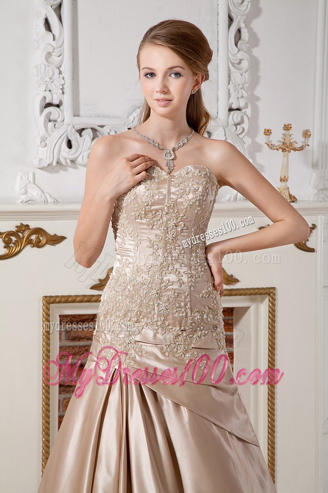 Mermaid Sweetheart Court Train Champagne Wedding Dress with Jacket