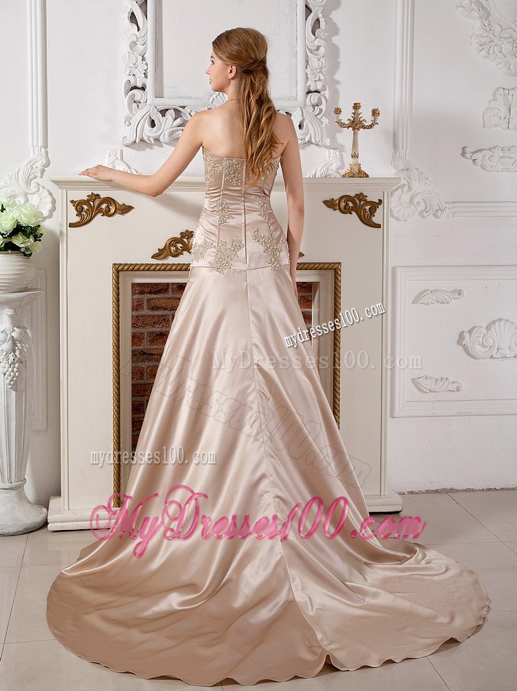 Mermaid Sweetheart Court Train Champagne Wedding Dress with Jacket