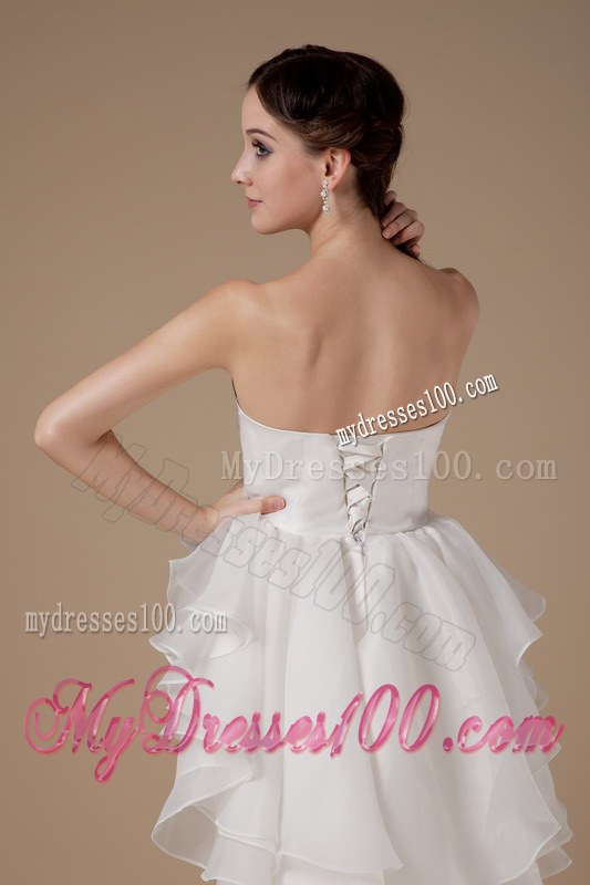 Unique Mermaid Strapless Court Train and Organza Appliques Bridal Dress