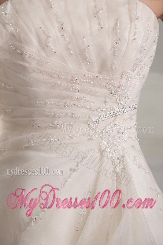 High Quality Ivory Ruche Embroidery Wedding Dress in Style