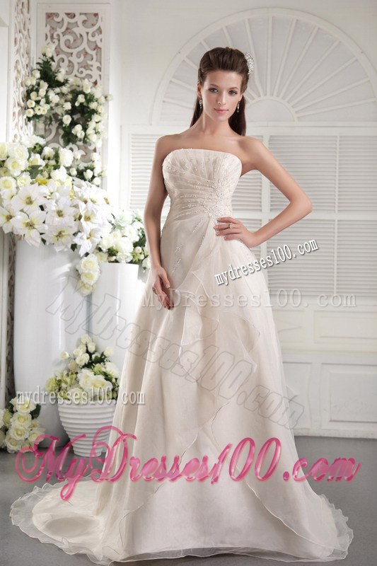 High Quality Ivory Ruche Embroidery Wedding Dress in Style