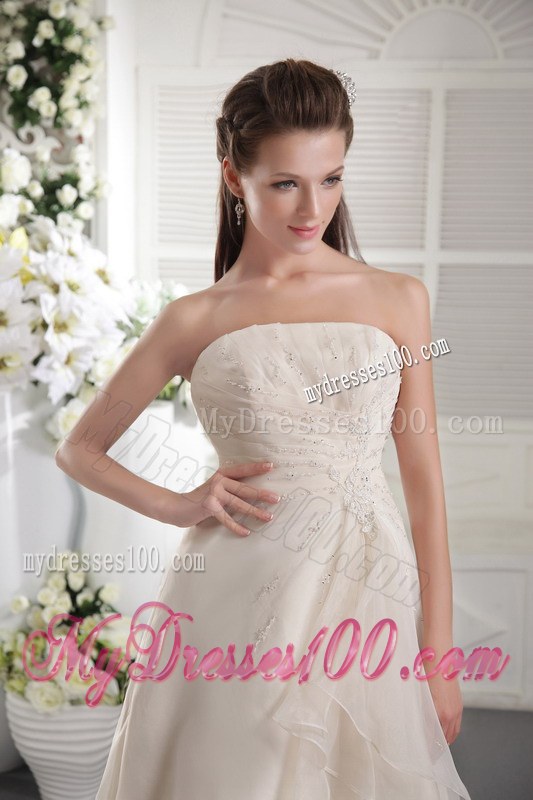 High Quality Ivory Ruche Embroidery Wedding Dress in Style