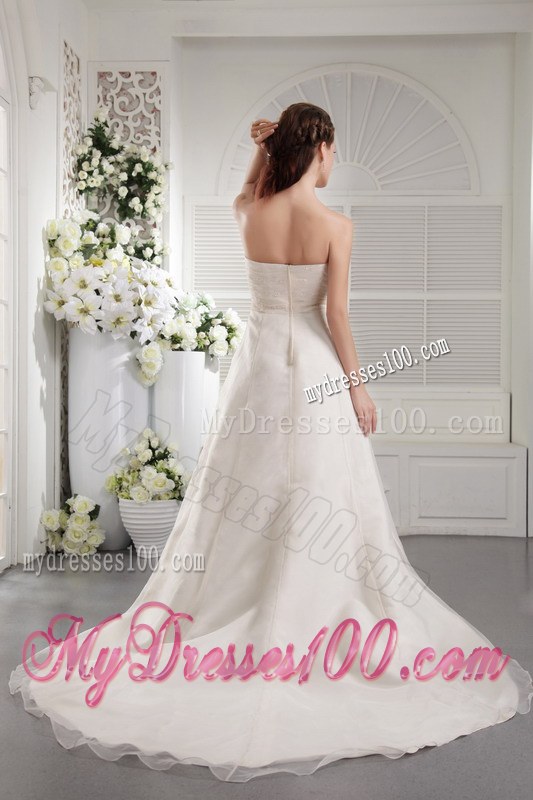 High Quality Ivory Ruche Embroidery Wedding Dress in Style