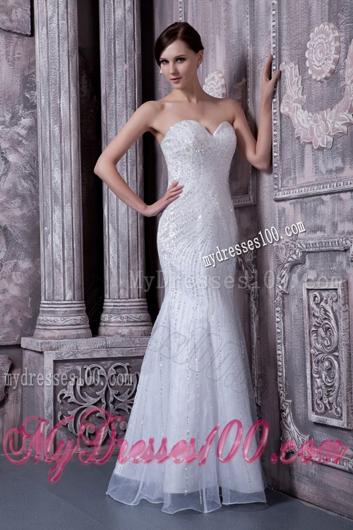 Sweetheart Trumpet Bridal Dresses with Shining Sequins and Ruffled Edge