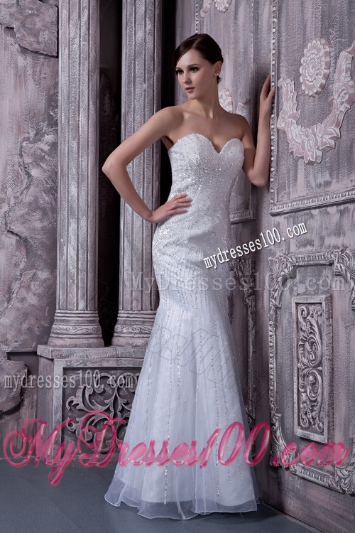 Sweetheart Trumpet Bridal Dresses with Shining Sequins and Ruffled Edge