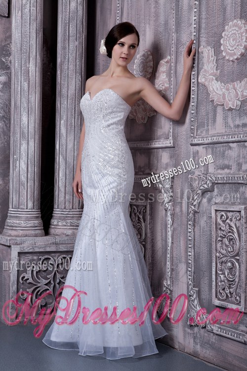 Sweetheart Trumpet Bridal Dresses with Shining Sequins and Ruffled Edge