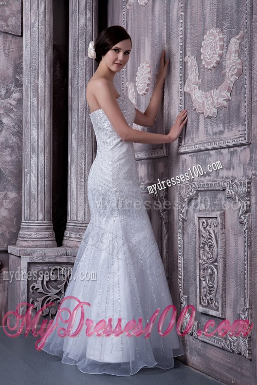 Sweetheart Trumpet Bridal Dresses with Shining Sequins and Ruffled Edge