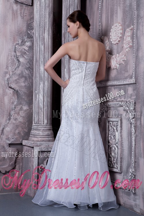 Sweetheart Trumpet Bridal Dresses with Shining Sequins and Ruffled Edge