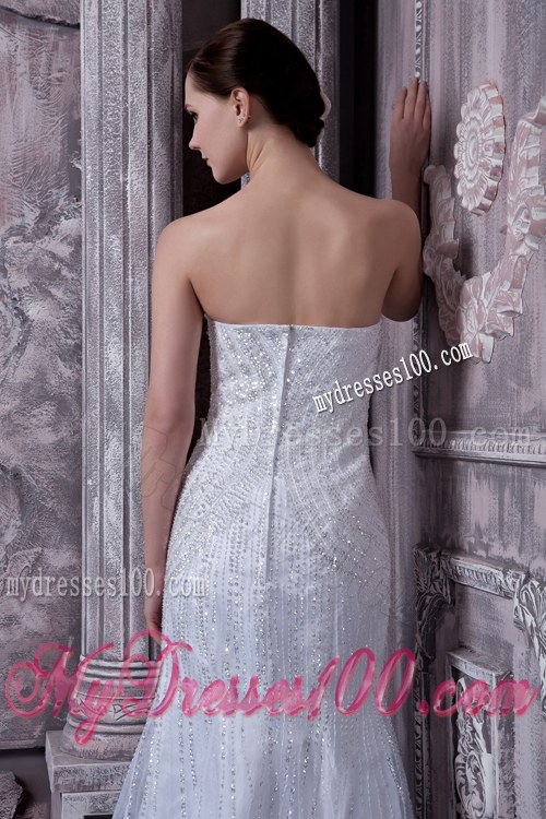 Sweetheart Trumpet Bridal Dresses with Shining Sequins and Ruffled Edge