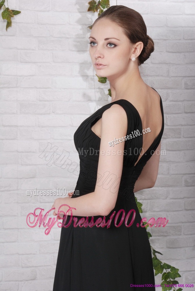 2016 Affordable V Neck Floor Length Evening Dress in Black