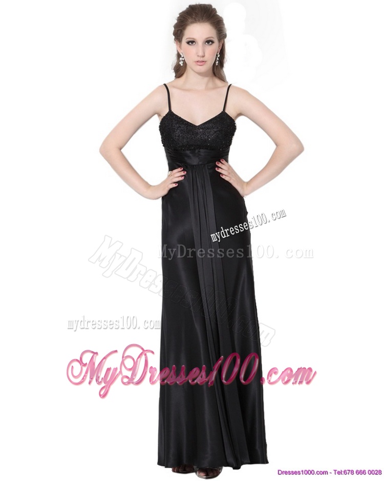 2016 Dynamic Spaghetti Straps Ruching Evening Dress in Black