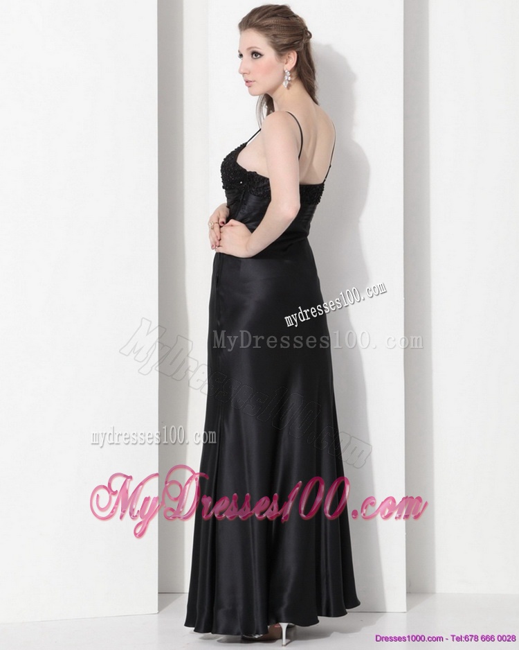2016 Dynamic Spaghetti Straps Ruching Evening Dress in Black